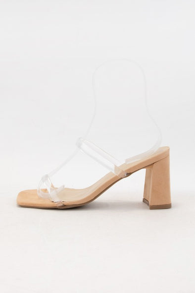 Clear Double Strap Square Toe Heel