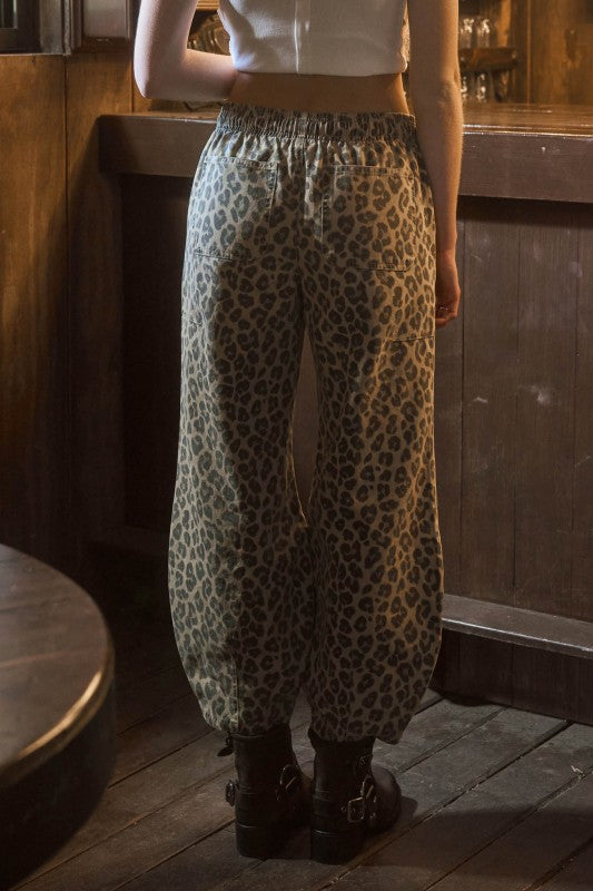 Without Apology Leopard Drawstring Pants