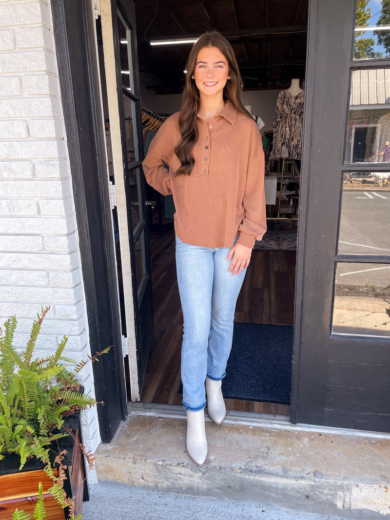 High Rise Ankle Straight Cuffed Jeans