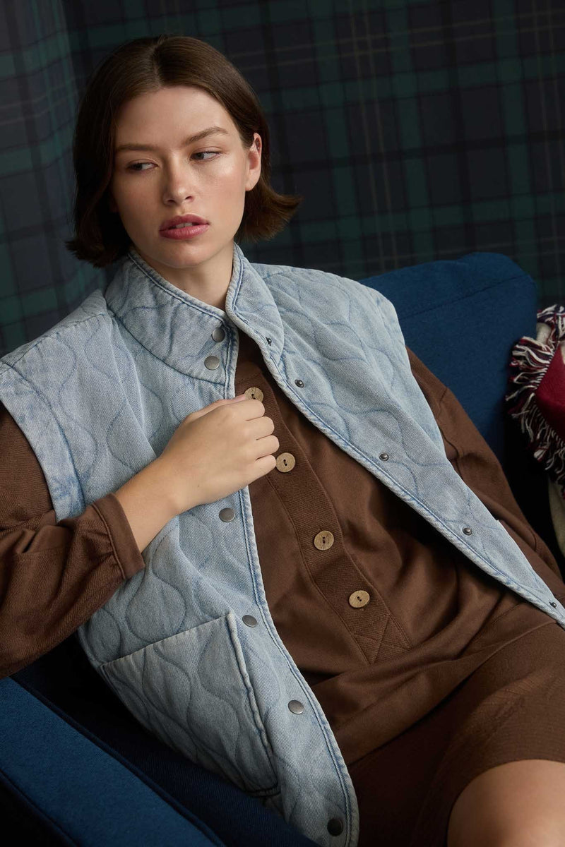 Born To Rise Denim Quilted Vest