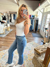 High Rise Crossover Straight Leg Jeans