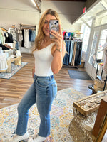High Rise Crossover Straight Leg Jeans