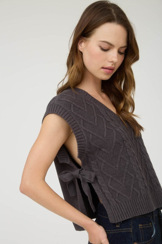 Louder In Silence Cable Knit Sweater Vest