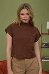 Funnel Neckline Drop Shoulder Sweater Top