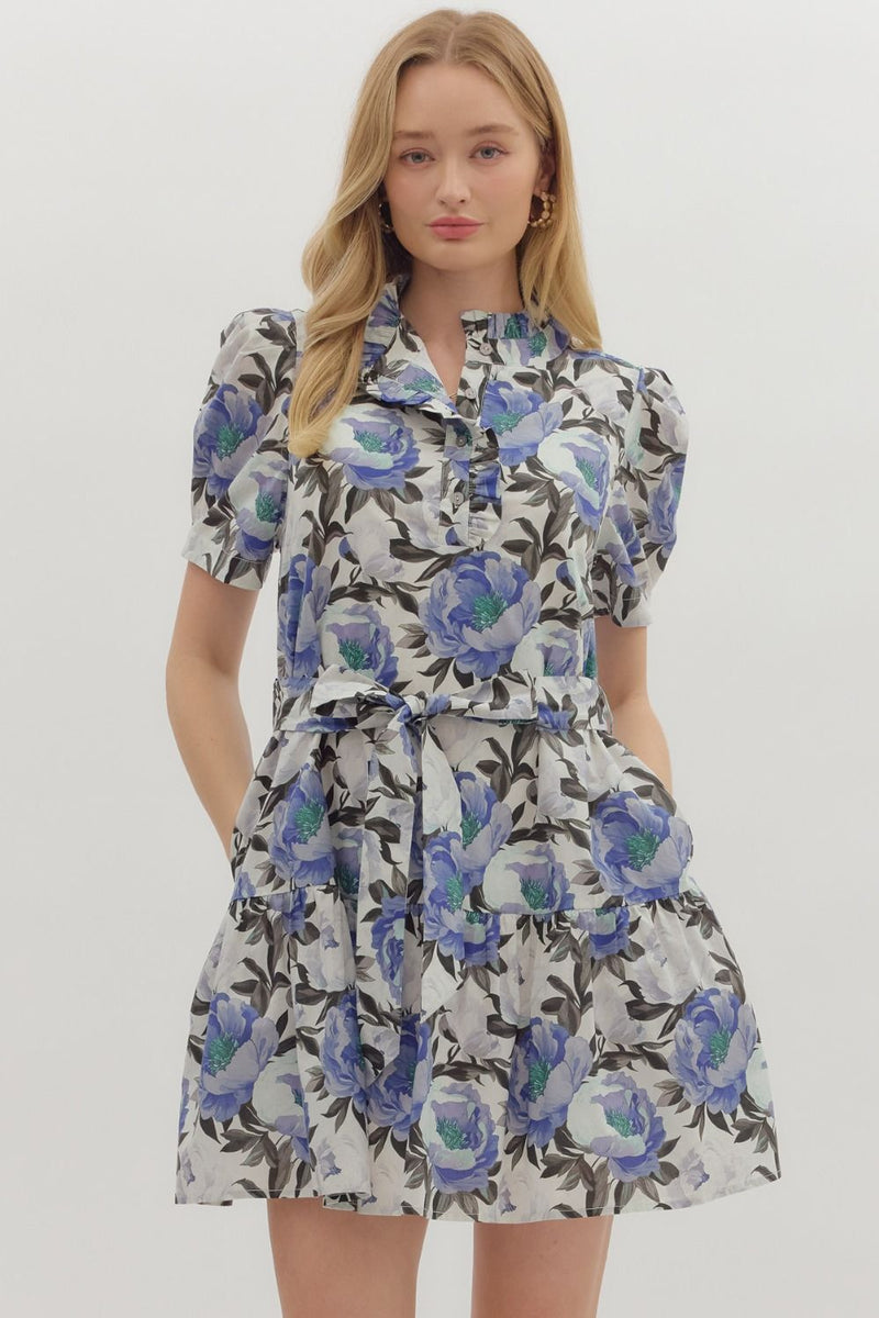 The Confident Edit Floral Puff Sleeve Mini Dress