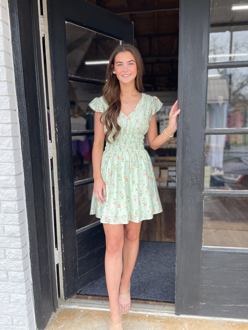 Sage's Ruffle Sleeved Mini Dress