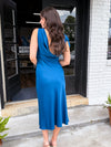 Marty's Satin Cowl Back Sleeveless Midi Dress