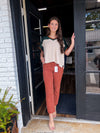 Acid Washed High Waist Cropped Straight Pants
