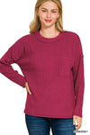 Soft Ribbed Sweater W/ Pocket