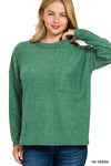 Soft Ribbed Sweater W/ Pocket