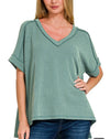 Allie’s Raised Rib Vneck Top