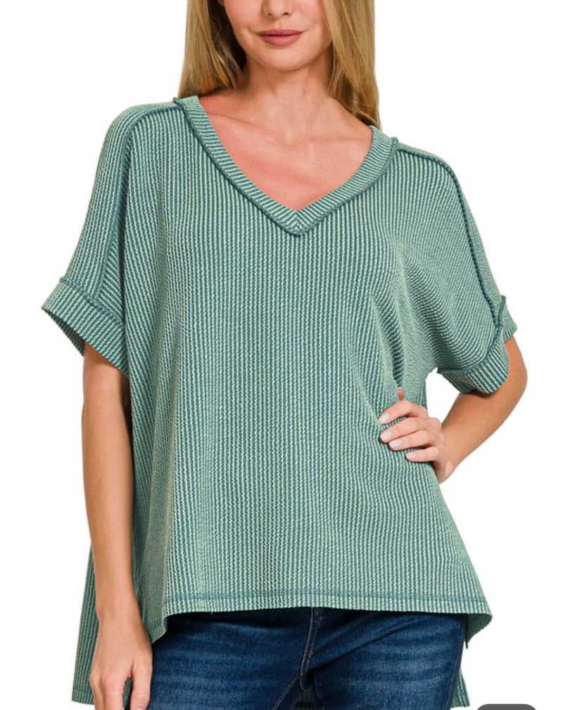 Allie’s Raised Rib Vneck Top