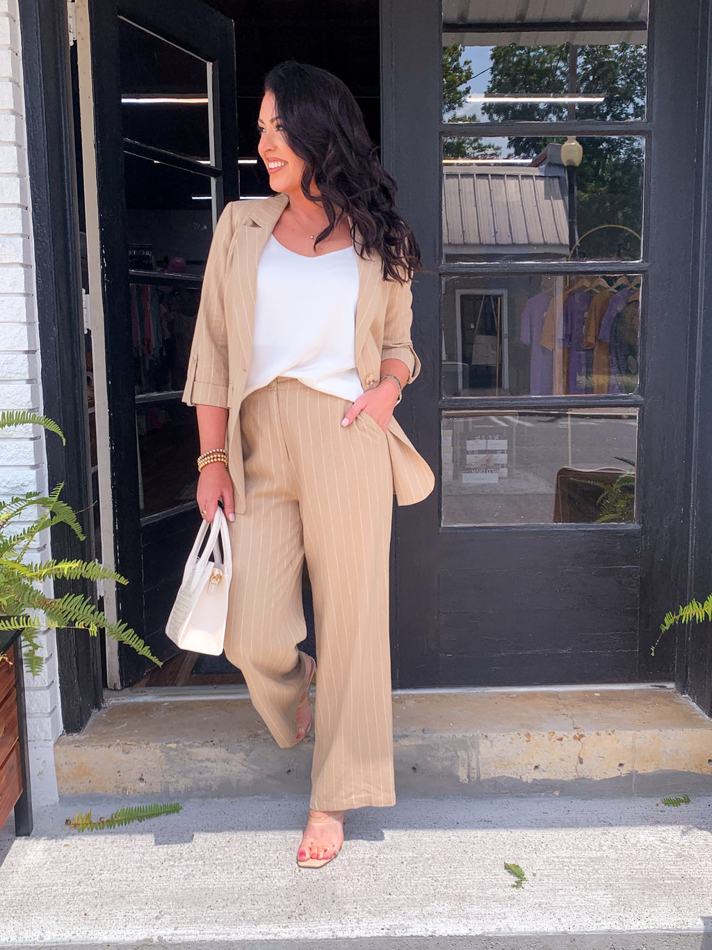 Linen One Button Rolled Blazer
