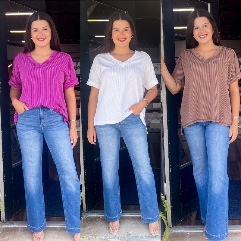 Allie’s Raised Rib Vneck Top