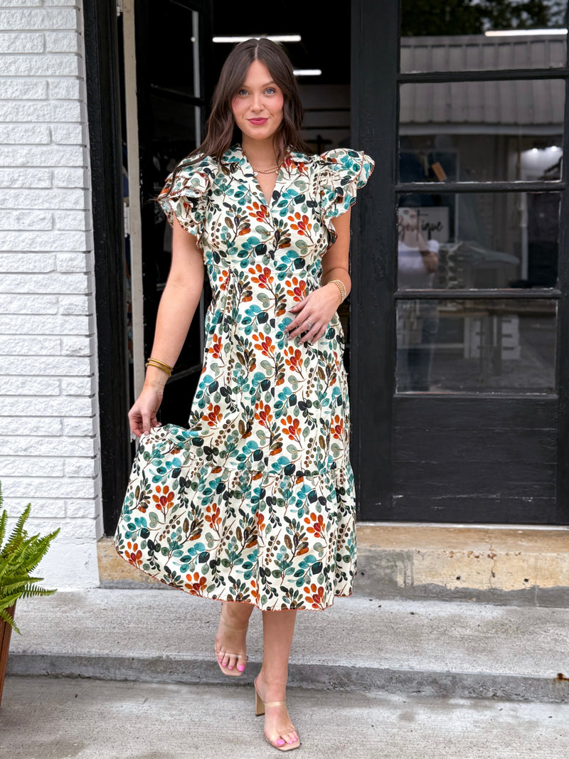 Glow Within Botanical Midi Dress