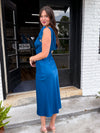 Marty's Satin Cowl Back Sleeveless Midi Dress