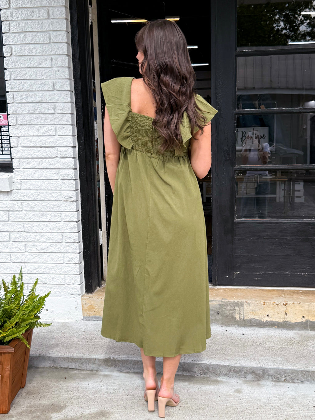 Bold Grace Solid Ruffle Midi Dress