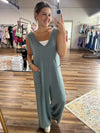 French Terry Deep V Neck Jumpsuit