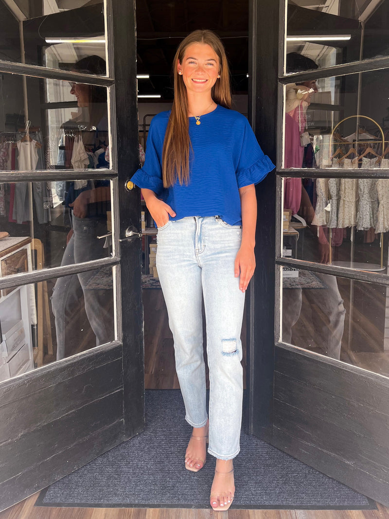 Woven Airflow Ruffle Top