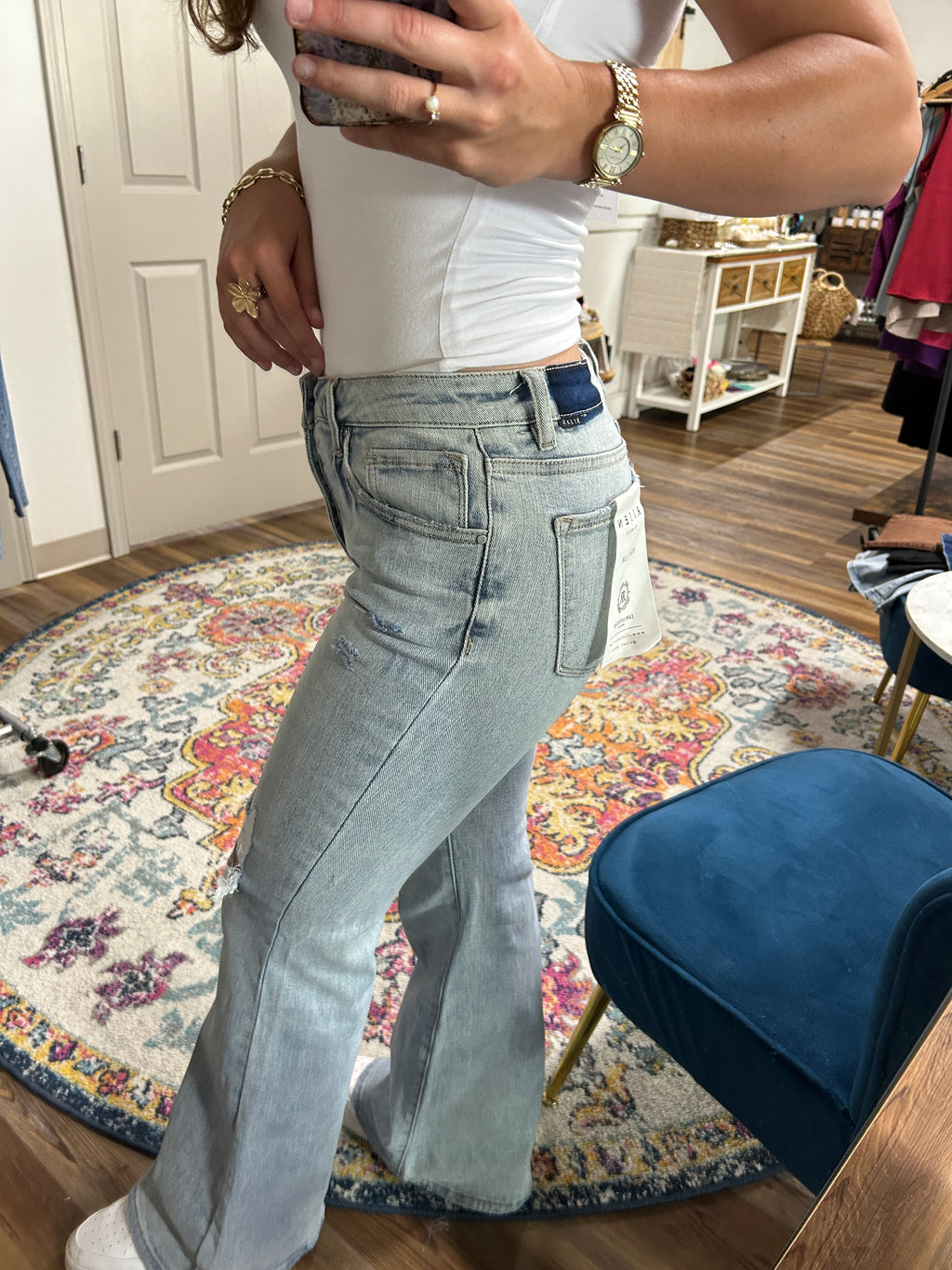 Julian's Mid Rise Button Down Flare Denim