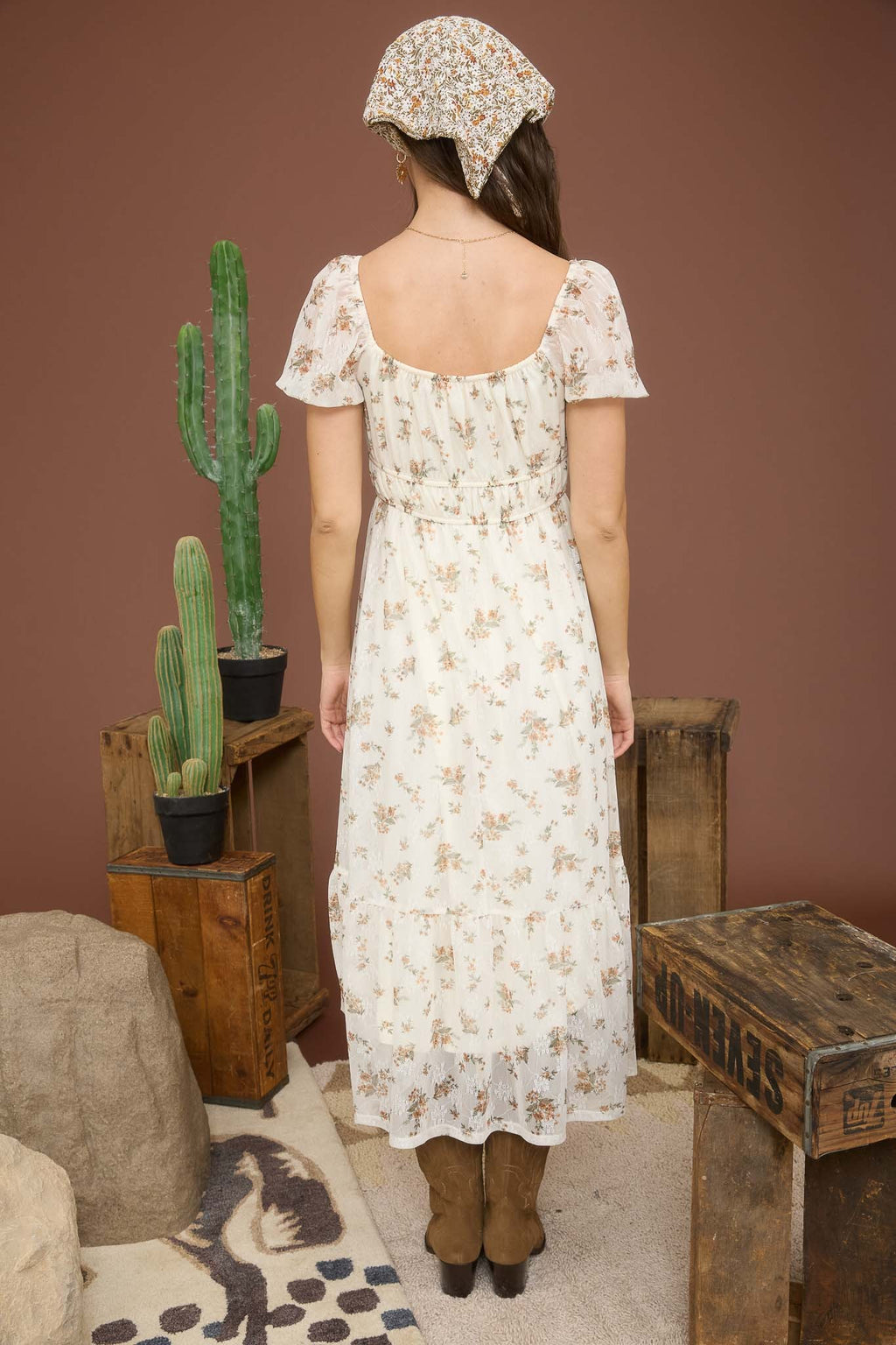 Right Where She Is Puff Sleve Midi Dress