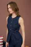 Clean Shape Sleeveless Denim Vest