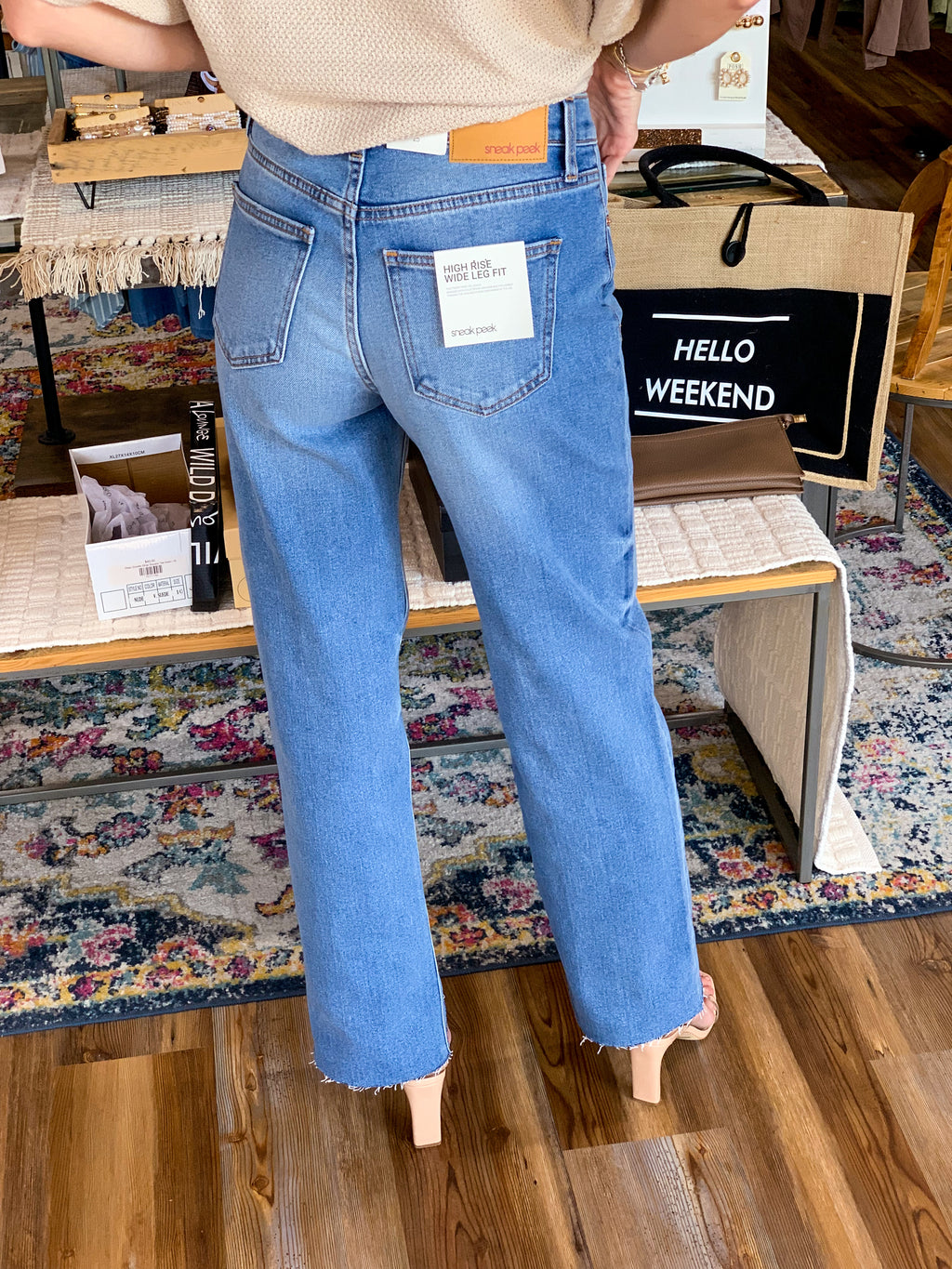 Wide Leg Scissor Cut Hem SneakPeek Denim