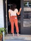 Acid Washed High Waist Cropped Straight Pants