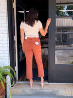 Acid Washed High Waist Cropped Straight Pants