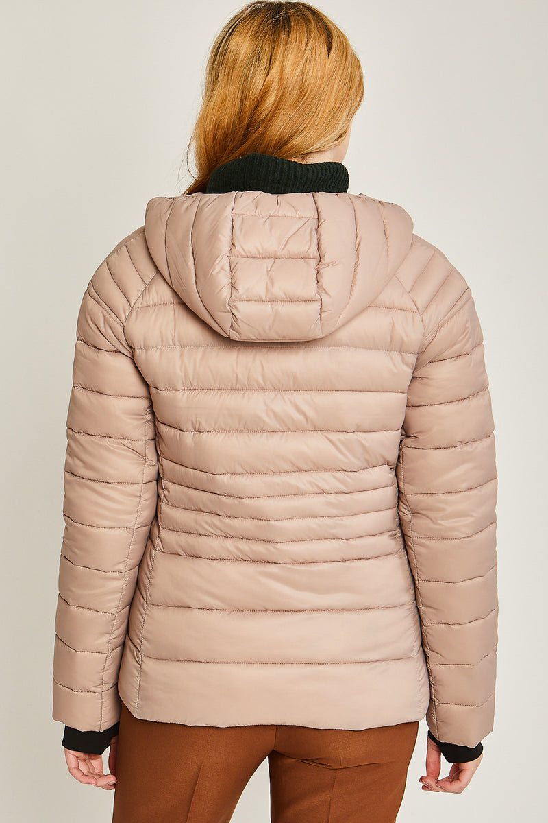 Contrast Trim Puffer Jacket