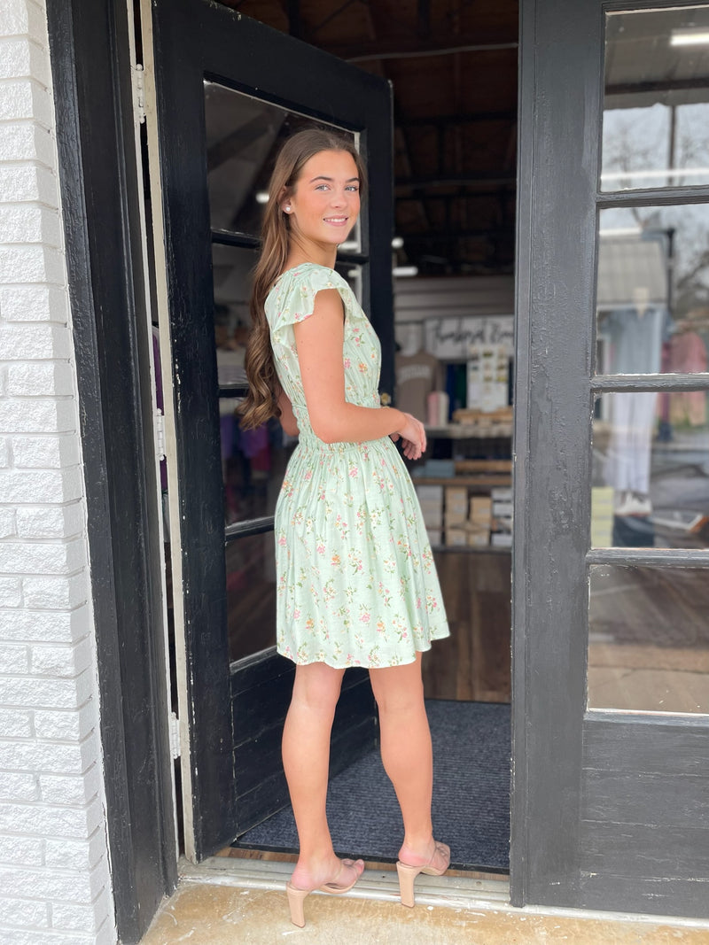Sage's Ruffle Sleeved Mini Dress