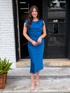 Marty's Satin Cowl Back Sleeveless Midi Dress