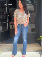 Blue and Gold Abstract Blouse