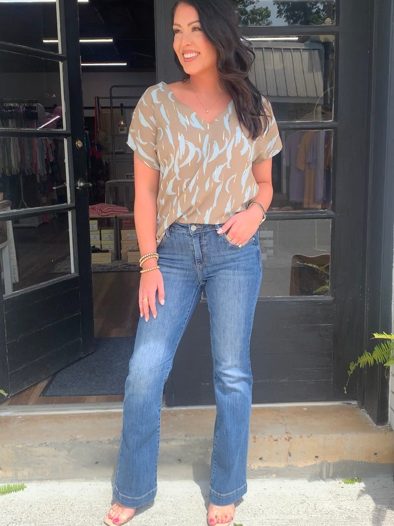 Blue and Gold Abstract Blouse
