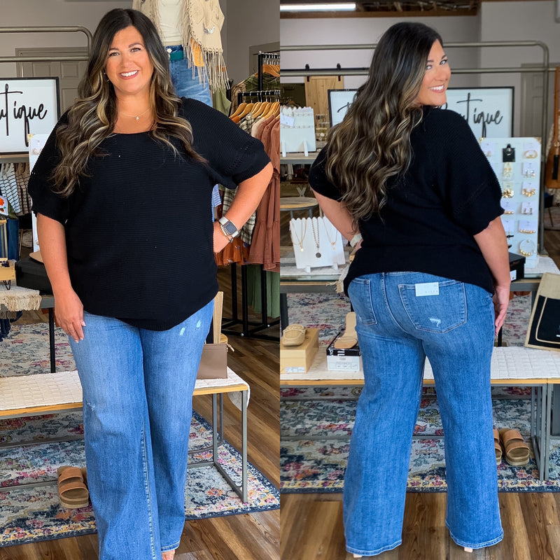 Curvy High Rise Wide Leg Denim