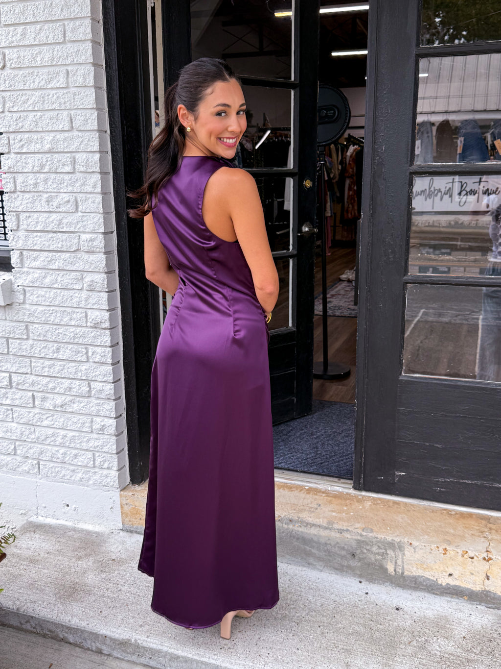 Trisha's Twisted Shoulder Midi Dress