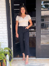 Acid Washed High Waist Cropped Straight Pants