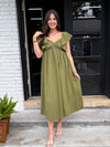 Bold Grace Solid Ruffle Midi Dress