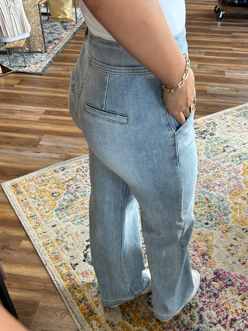Ezra's High Rise Wide Leg Button Up Denim