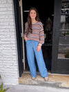 Chambray Elastic Wide Leg Pants