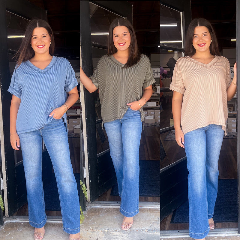 Allie’s Raised Rib Vneck Top