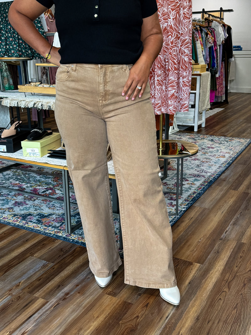 High Rise Tummy Control Wide Leg Jeans