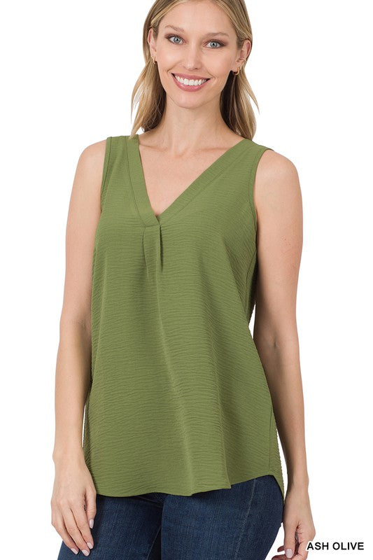 Woven Vneck Sleeveless Tank