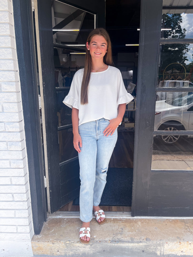 Woven Airflow Ruffle Top
