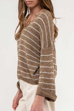 Striped Drop Shoulder Full Run Sweater