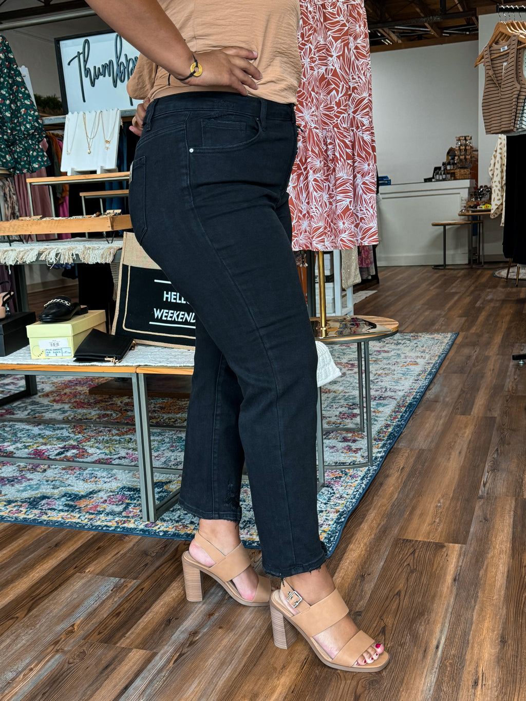 Black Mid Rise Button Down Straight Leg Denim