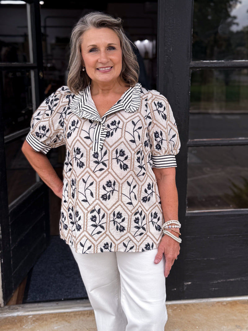 Hope Floats High Collared Blouse
