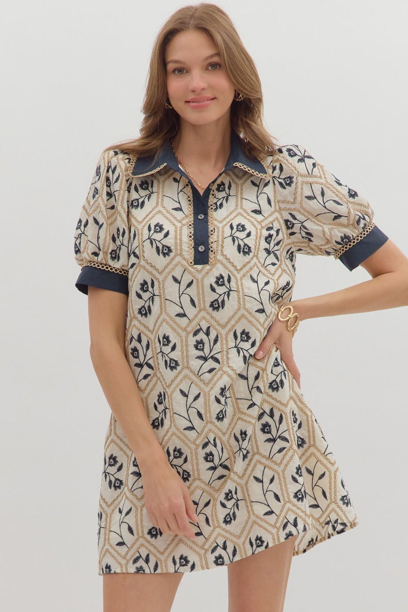 Joy's Floral Embroidered Mini Dress