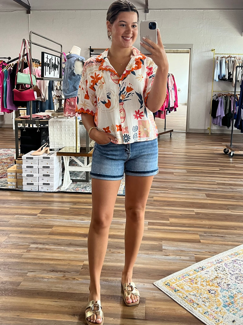 Floral and Fruit Button Shirt