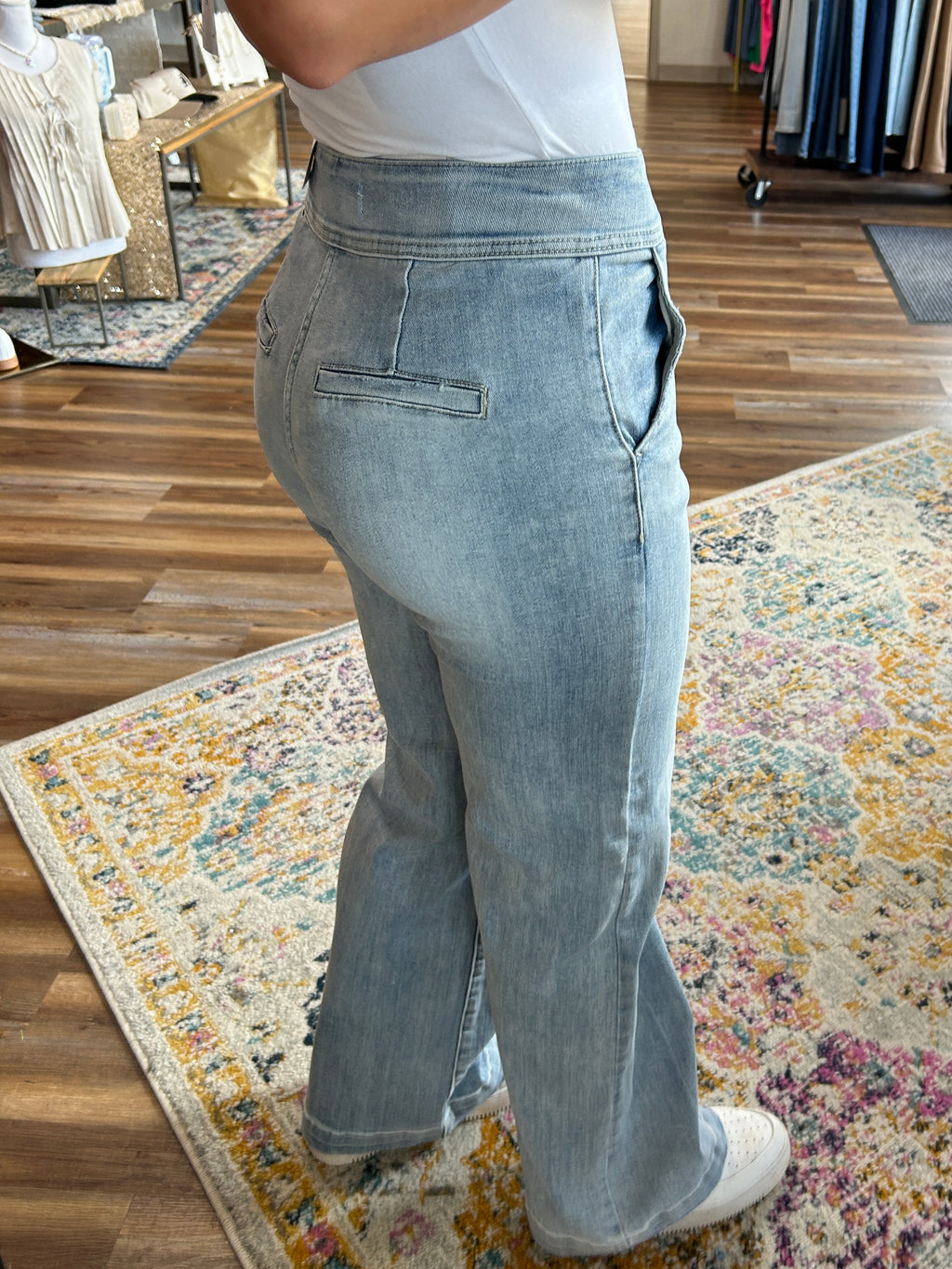 Ezra's High Rise Wide Leg Button Up Denim